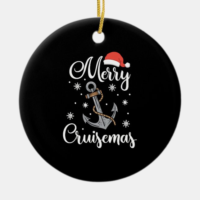 Christmas Merry Cruisemas Holiday Cruising Gift Ceramic Tree Decoration (Front)