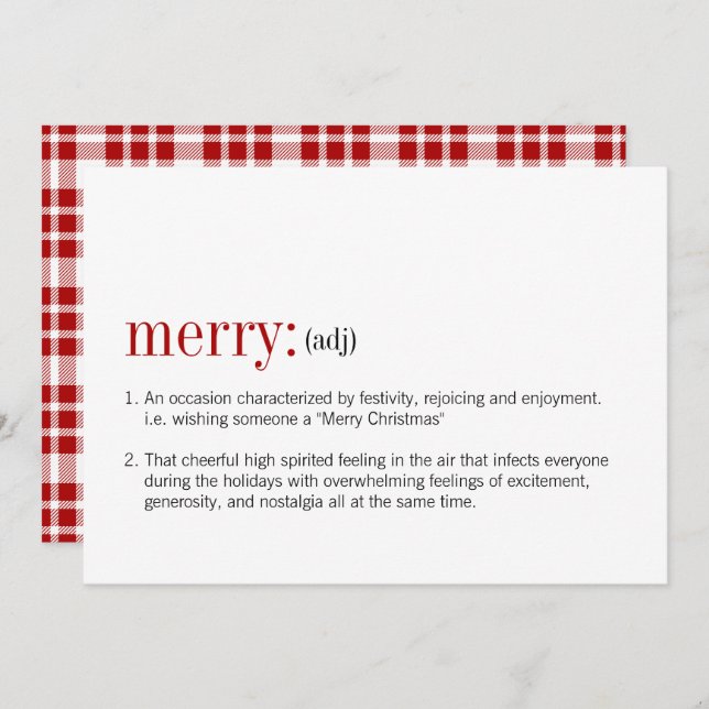 Christmas Merry Definition Holiday Card (Front/Back)