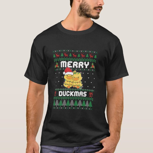 Christmas Merry Duckmas Funny Ducks Lover Long Sle T-Shirt (Front)