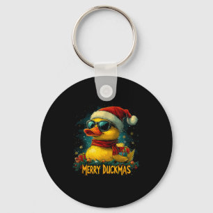 Christmas Merry Duckmas Funny Quackmas Pajama Duck Key Ring