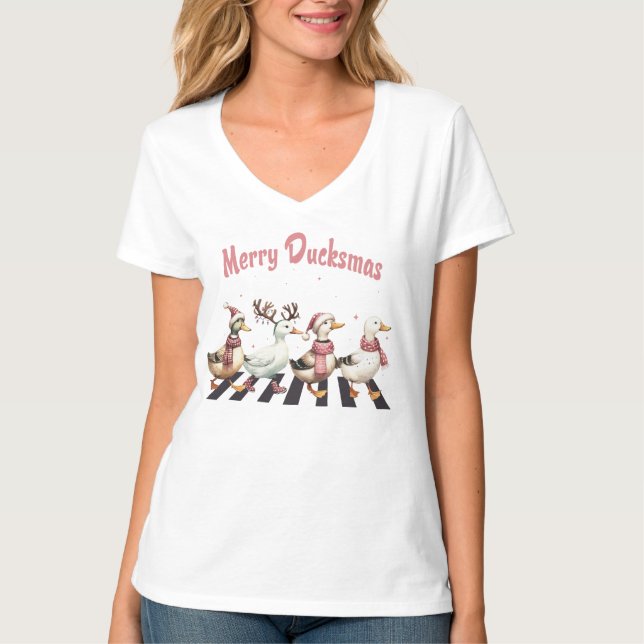 Christmas Merry Ducksmas womens Tshirt (Front)
