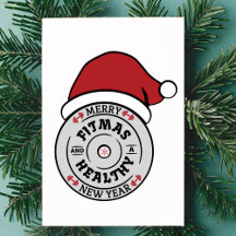 Christmas Merry Fitmas and Healty New Year Card
