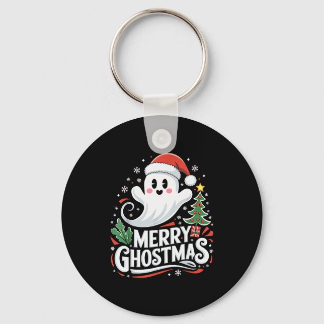 Christmas Merry Ghostmas Santa Srit Xmas Pajamas S Key Ring (Front)