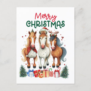 Christmas Merry Horsemas Christmas Horse Postcard