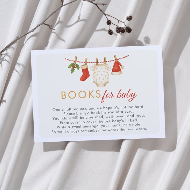 Christmas Merry Little Baby Shower Books for Baby Enclosure Card (Creator Uploaded)