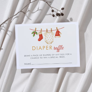 Christmas Merry Little Baby Shower Diaper Raffle Enclosure Card