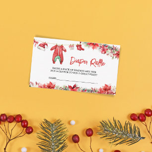 Christmas Merry Little Baby Shower Diaper Raffle Enclosure Card