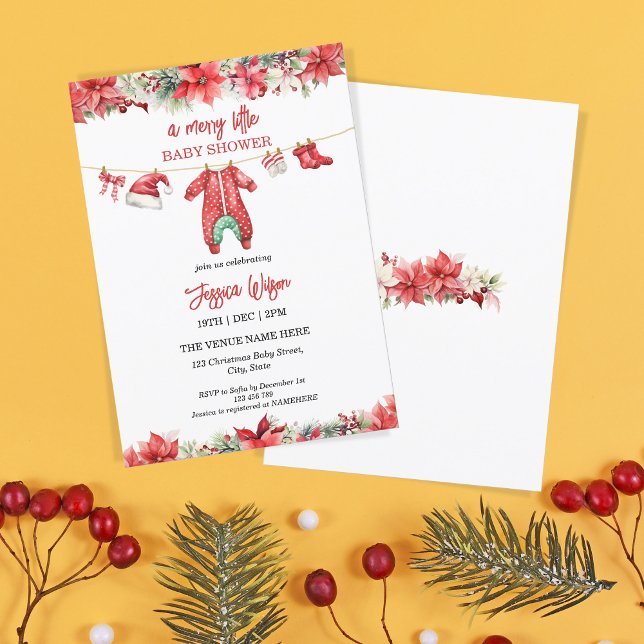 Christmas Merry Little Baby Shower Gender Neutral Invitation (Creator Uploaded)