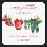 Christmas Merry Little Baby Shower Gender Neutral Square Sticker<br><div class="desc">Christmas Merry Little Baby Shower Gender Neutral Baby Shower Stickers</div>