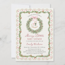 Christmas Merry Little Baby Shower Invitation
