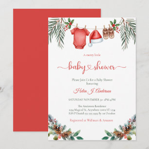 Christmas Merry Little Baby Shower Invitation