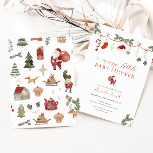Christmas Merry Little Baby Shower Invitation