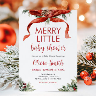 Christmas Merry Little Baby Shower  Invitation