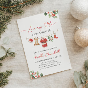 Christmas Merry Little Baby Shower Invitation