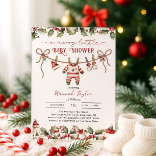 Christmas Merry Little Baby Shower Invitation