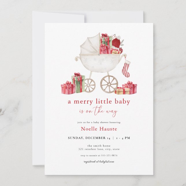 Christmas Merry Little Baby Shower Invitation (Front)