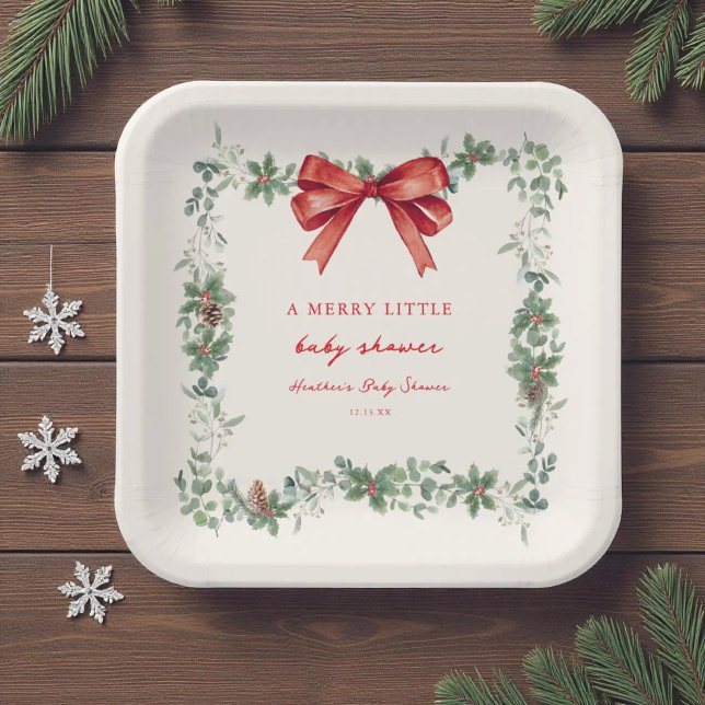 Christmas Merry Little Baby Shower  Paper Plate (Creator Uploaded)