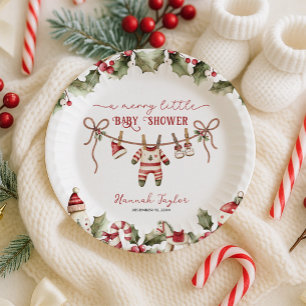 Christmas Merry Little Baby Shower Paper Plate