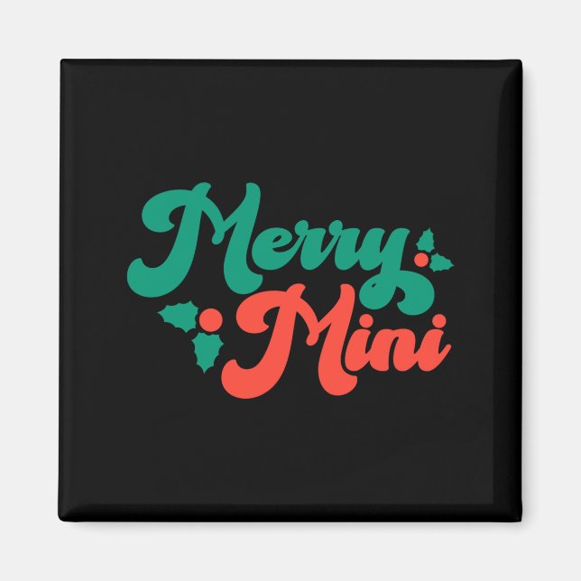 Christmas Merry Mini Cute Modern Tygraphy Script B Magnet (Front)