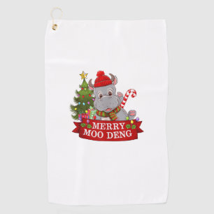 Christmas Merry Moo Deng Cute Baby Hippo Bouncy Ap Golf Towel