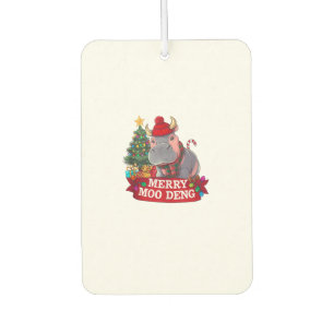Christmas Merry Moo Deng Cute Baby Hippo Bouncy Xm Car Air Freshener