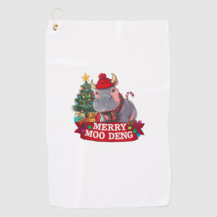 Christmas Merry Moo Deng Cute Baby Hippo Bouncy Xm Golf Towel