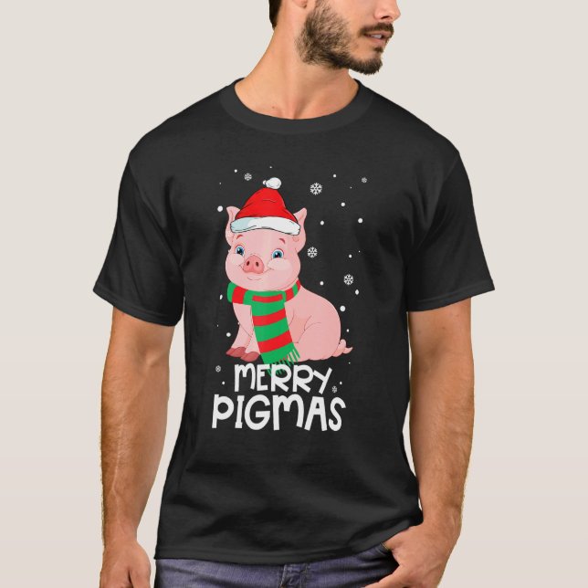Christmas Merry Pigmas Funny Xmas Pajama For Pig L T-Shirt (Front)