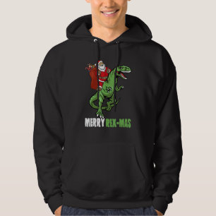 Christmas Merry Rex Mas Santa Riding Dinosaur For Hoodie