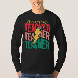 Christmas Merry Teacher Bright Students Retro T-Shirt