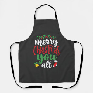 Christmas Merry You All Holiday Typography Apron