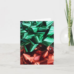 Christmas Metallic Foil Bows (Green & Red) Holiday Card