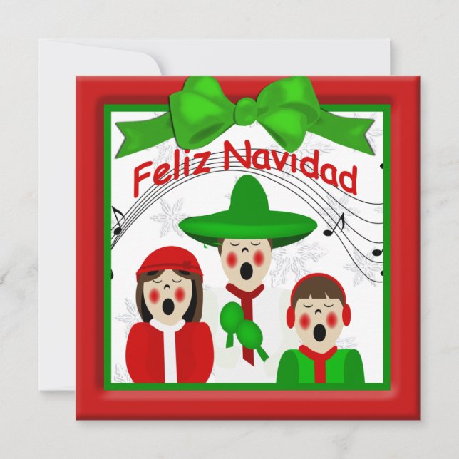 Christmas Mexican Carolers Family Greeting Holiday Card (Front)