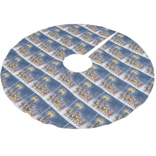 Christmas Mice Caroling In Snowflakes Brushed Polyester Tree Skirt