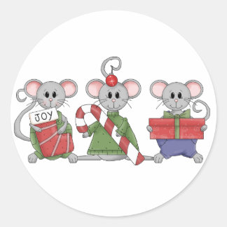 Christmas Mice Classic Round Sticker