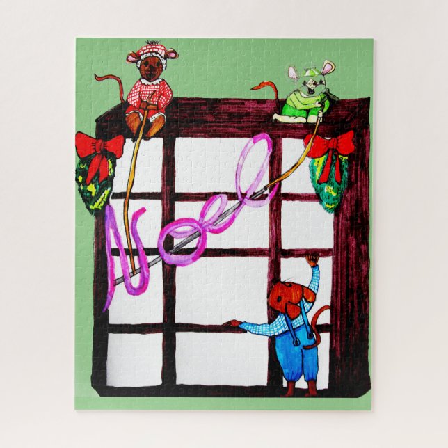 CHRISTMAS MICE DECORATE JIGSAW PUZZLE (Vertical)
