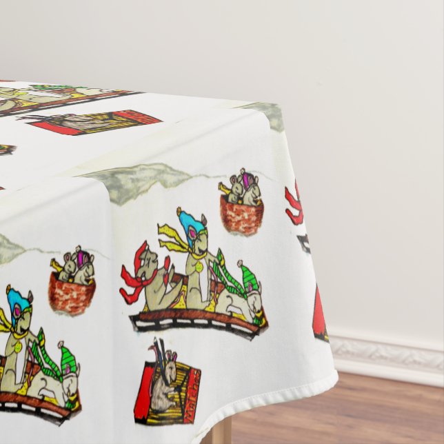 CHRISTMAS MICE SLEDDING  TABLECLOTH (In Situ)
