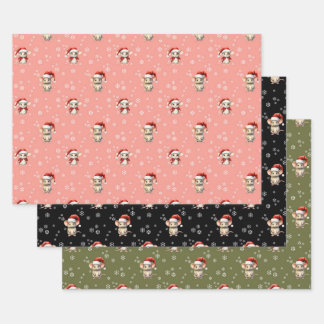 CHRISTMAS MICE WRAPPING PAPER SHEET