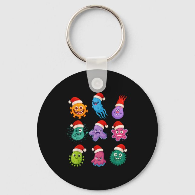 Christmas Microbiology Bacteria Santa Science Xmas Key Ring (Front)