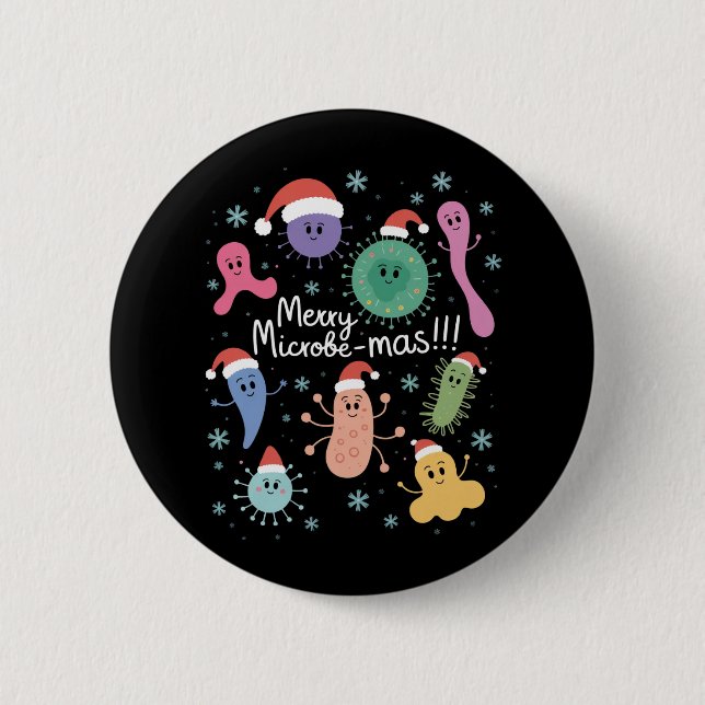 Christmas Microbiology Science Teacher Microbe 6 Cm Round Badge (Front)