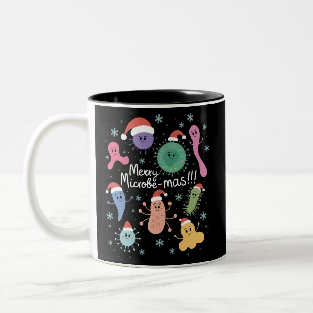 Christmas Microbiology Science Teacher Microbe Two-Tone Coffee Mug (Left)