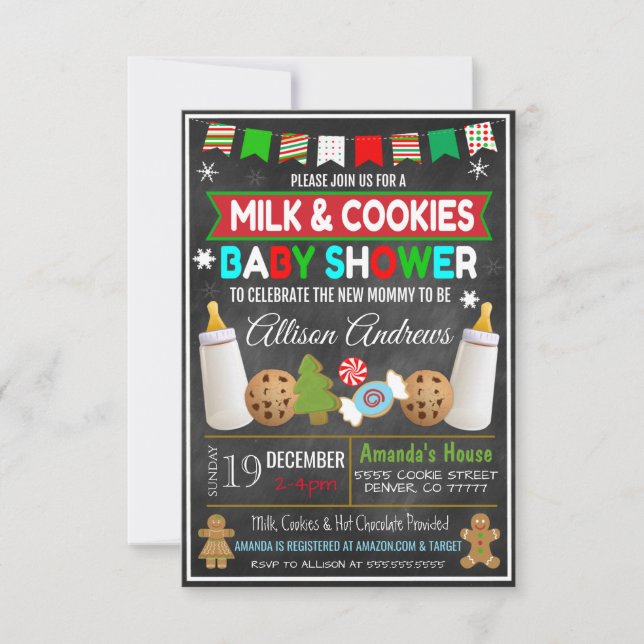 Christmas Milk and Cookies Baby Shower Invitation (Front)