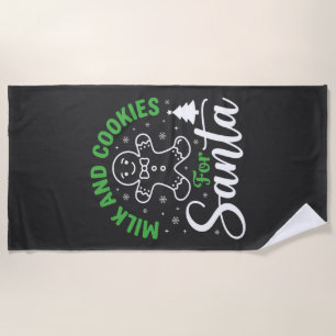 Christmas Milk and Cookies for Santa Beach Towel