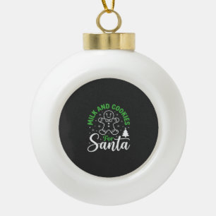 Christmas Milk and Cookies for Santa Ceramic Ball Christmas Ornament