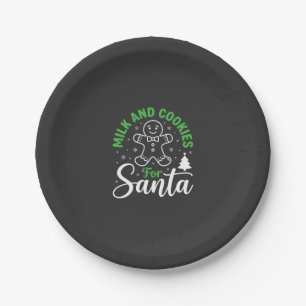 Christmas Milk and Cookies for Santa Paper Plate
