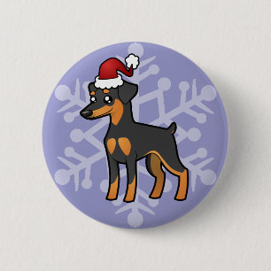 Christmas Miniature Pinscher / Manchester Terrier 6 Cm Round Badge