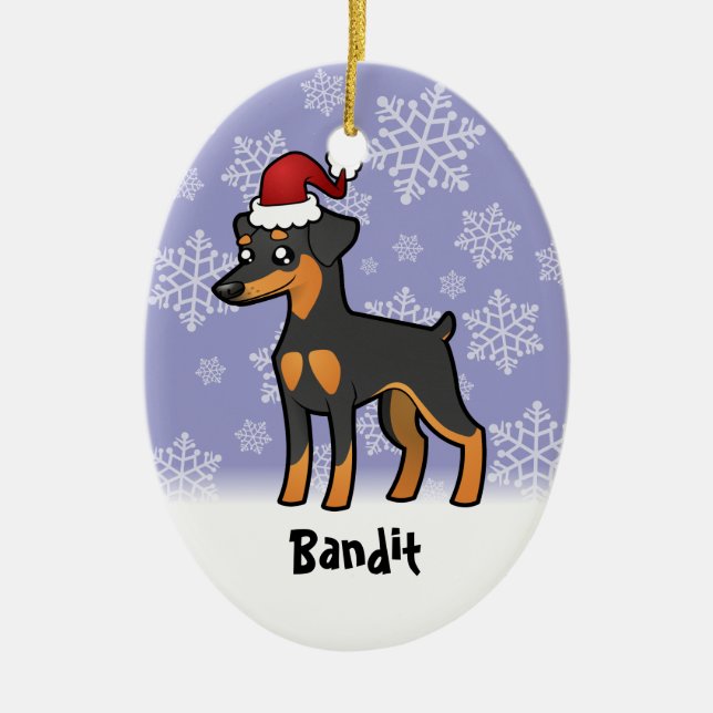 Christmas Miniature Pinscher / Manchester Terrier Ceramic Tree Decoration (Front)