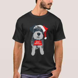 Christmas Miniature Schnauzer Santa Hat T-Shirt