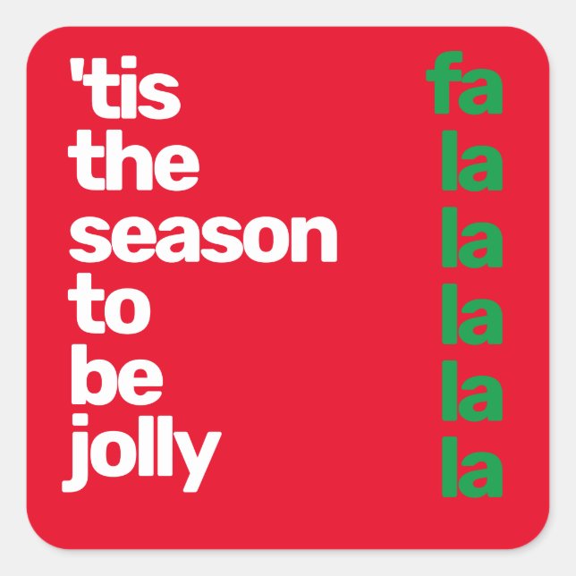 Christmas minimal custom modern party red green square sticker (Front)