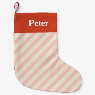 Christmas Minimal Diagonal Stripes Pink Small Christmas Stocking