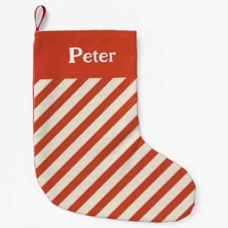 Christmas Minimal Diagonal Stripes Red Small Christmas Stocking